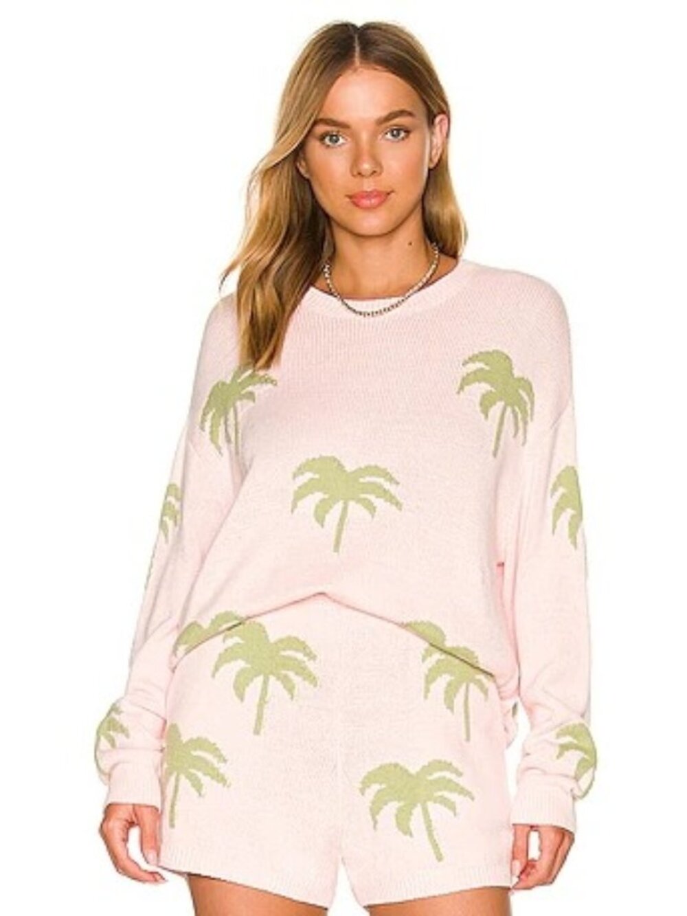 Show Me Your Mumu Pink Palm Tree Knit Sweater